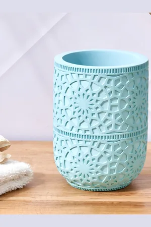 Home Centre Teal Abstract Polyresin Tumbler