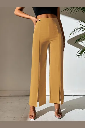 BAESD Women Relaxed Straight Leg High-Rise Wrinkle Free Trousers
