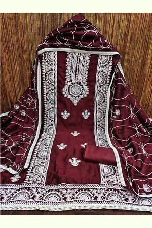 Lilots Floral Embroidered Sequinned Unstitched Dress Material