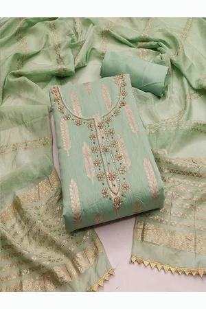 Lilots Floral Woven Design Beads and Stones Unstitched Dress Material