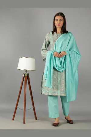 BARARA ETHNIC Floral Printed Thread Work Pure Cotton Kurta with Harem Pants & Dupatta