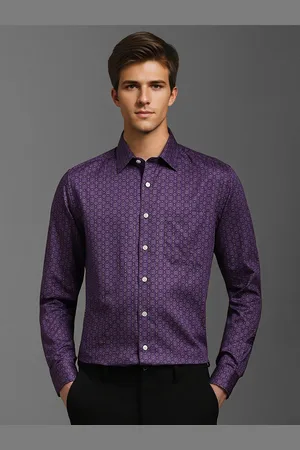 Louis Philippe Men Cutaway Collar Geometric Printed Cotton Slim Fit Formal Shirt