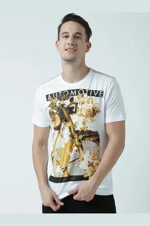 Huetrap Men White Printed Round Neck T-shirt