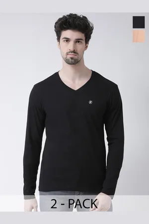 Friskers Pack Of 2 V-Neck Long Sleeve Slim Fit Cotton T-shirt