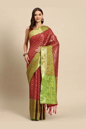 JustFashion Zari Art Silk Patola Saree