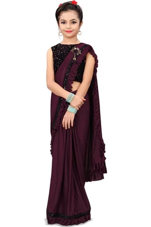 Dhyey Fashion Girls Sequined Ready To Wear Saree