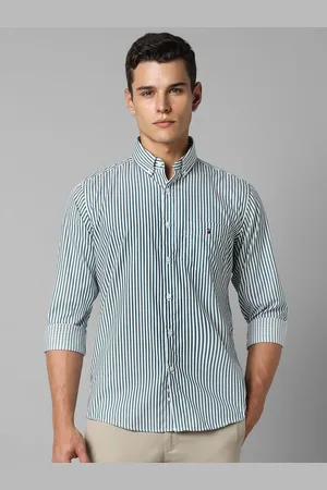 Louis Philippe Men Button-Down Collar Vertical Striped Cotton Slim Fit Casual Shirt