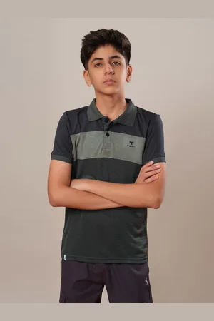 TECHNOSPORT Boys Colourblocked Polo Collar Slim Fit T-shirt