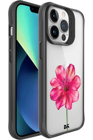 DailyObjects Black & Pink Printed Clear Painted Hibiscus iPhone 13 Pro Max Phone Case