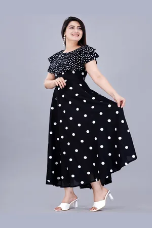 AO Services Women Polka Dot Printed Block Print Anarkali Kurta
