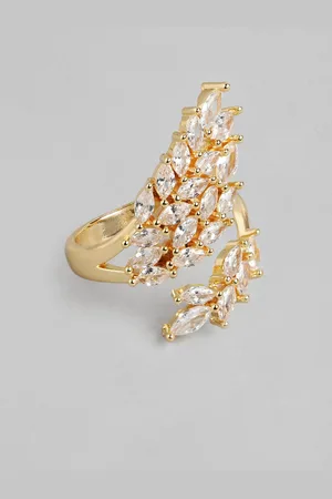 DressBerry Stone Studed Leaf-Shaped Finger Ring