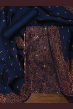 Jaipur Floral Silk Zari Woven Dress Material with Dupatta