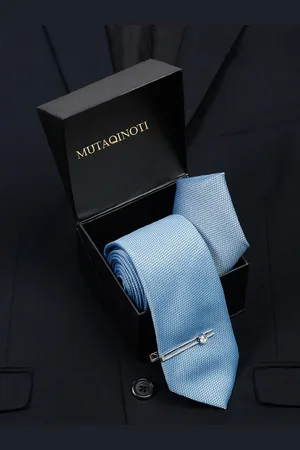 MUTAQINOTI Men Silk Necktie Accessory Gift Set