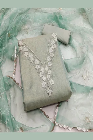 Lilots Floral Beads and Stones Woven Design Unstitched Dress Material