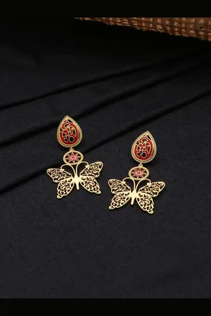 Celebravo Animal Shaped Meenakari Drop Earrings