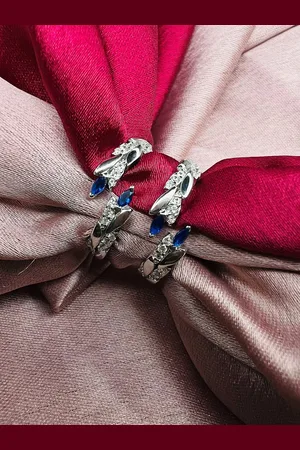 ARTE Set Of 2 Sterling Silver Stone Studded Toe Rings