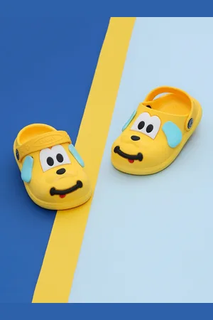 Yellow bee Boys Puppy Pattern Clogs