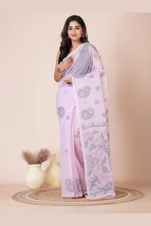 Laa Calcutta Ethnic Motifs Embroidered Pure Cotton Saree
