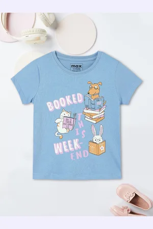 Max Collection Girls Graphic Printed Round Neck Cotton T-Shirt