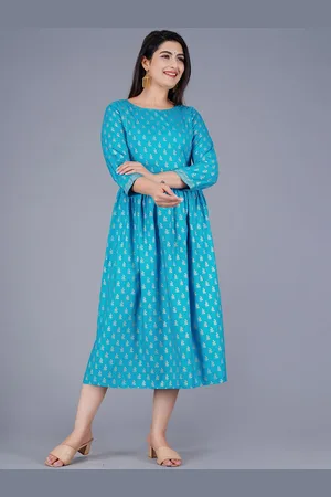 AO Services Floral Printed Pleated A-Line Maternity Kurta