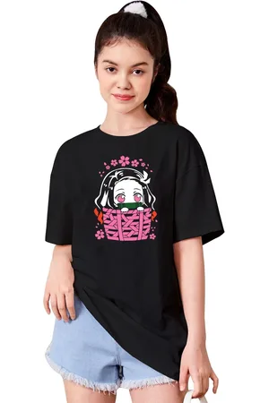 BAESD Girls Typography Printed Drop-Shoulder Sleeves T-shirt