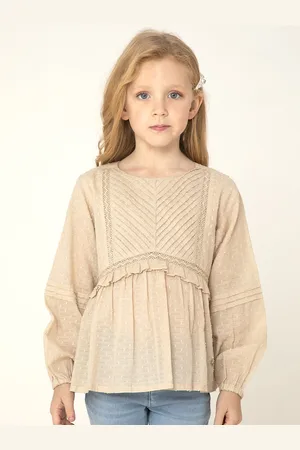 Cherry Crumble Beige Ruffle Regular Top