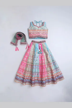BAESD Girls Printed Sequinned Ready to Wear Lehenga & Blouse With Dupatta
