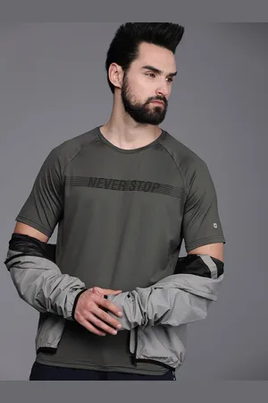 Louis Philippe Men Grey Typography Slim Fit T-shirt