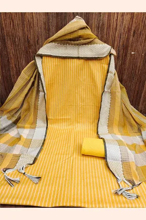 Lilots Striped Unstitched Dress Material