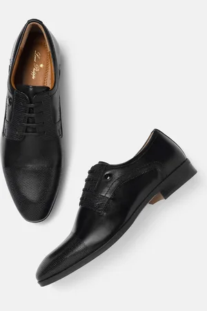 Louis Philippe Men Textured Detail Leather Formal Derbys
