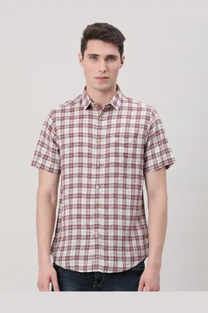 Crocodile Comfort Fit Spread Collar Tartan Checked Opaque Casual Shirt