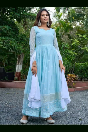 BAESD Ethnic Motifs Embroidered Georgette Maxi Dress