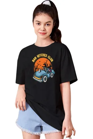 BAESD Girls Typography Printed Drop-Shoulder Sleeves T-shirt