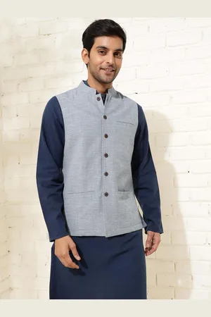 Fabindia Striped Woven Nehru Jackets