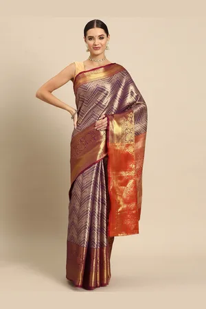 JustFashion Ethnic Motifs Zari Art Silk Kanjeevaram Saree