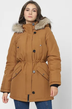 VERO MODA Faux Fur Trim Lightweight Longline Parka Jacket