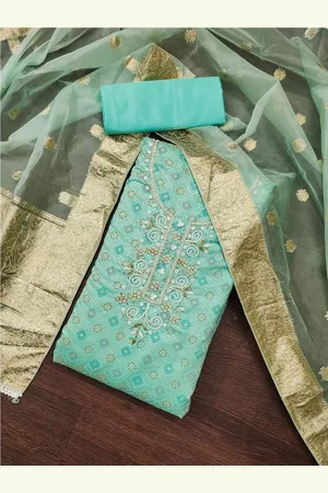 Lilots Floral Printed Beads and Stones Modal Silk Unstitched Dress Material