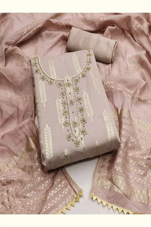 Lilots Ethnic Motifs Woven Design Sequinned Unstitched Dress Material
