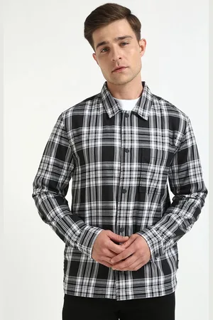 Calvin Klein Men Boxy Tartan Checks Opaque Casual Shirt