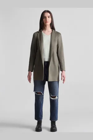 ONLY Notched Lapel Hip- Length Front-Open Overcoat