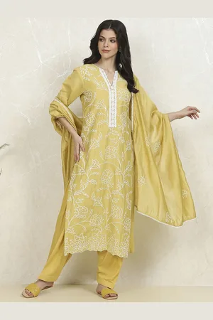 Biba Floral Embroidered Thread Work Unstitched Dress Material