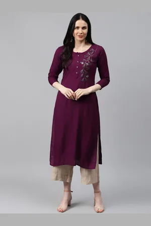 JC4U Floral Embroidered Zardozi Straight Kurta