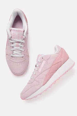 Reebok Women Pink Perforations Classic Leather Suede Sneakers Excluding Trims