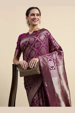 Lilots Ethnic Motifs Woven Design Banarasi Saree with Blouse Piece