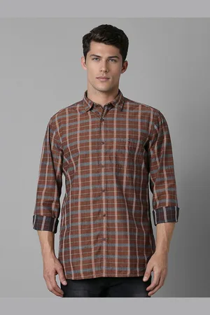 Louis Philippe Men Spread Collar Tartan Checked Cotton Slim Fit Casual Shirt