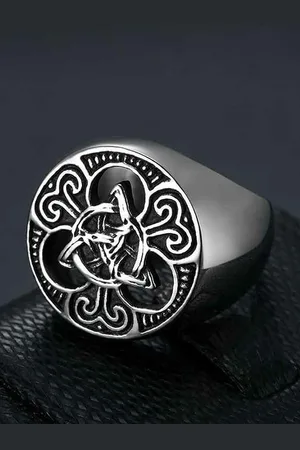 OOMPH Men Stainless Steel Celtic Symbol Biker Finger Ring