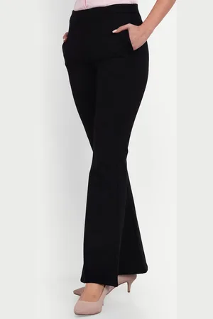 Broadstar Women Relaxed Straight Leg Bootcut High-Rise Trousers