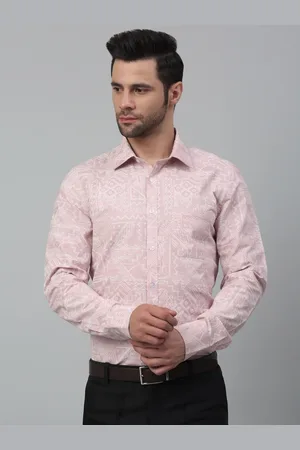 MUTAQINOTI Men Pink Comfort Opaque Ethnic Motifs Printed Cotton Formal Shirt