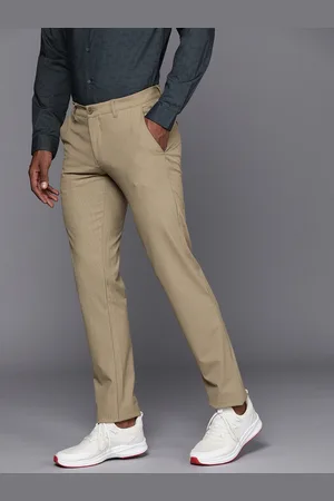 Louis Philippe Men Checked Tapered Fit Low-Rise Chinos Trousers