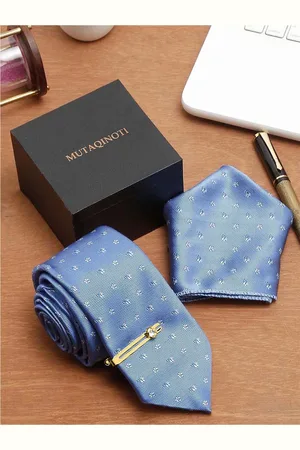 MUTAQINOTI Men Printed Silk Accessory Gift Set